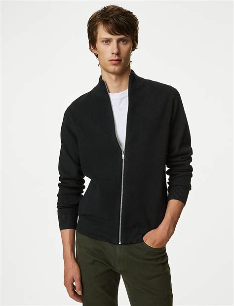 Buy Cotton Blend Funnel Neck Zip Up Jumper at Marks & Spencer