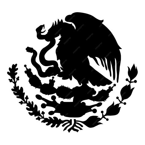 Premium Vector | Mexican flag emblem Black silhouette Mexican coat arms ...
