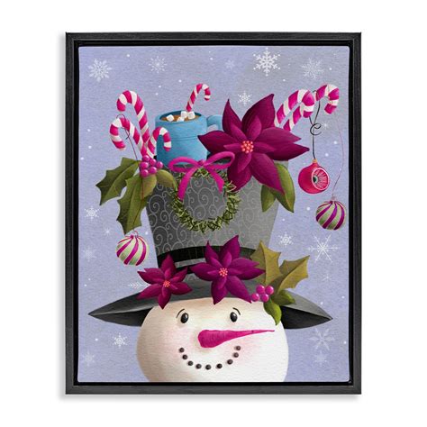 Stupell Industries Snowman with Festive Hat Adornments Floating Frame ...