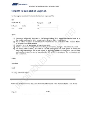 Immobilisation of Engines Request Doc Template | pdfFiller