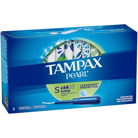 Tampax Pearl Tampons Super Absorbency with LeakGuard Braid, Unscented ...