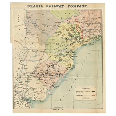 Antique Map of the Brazil Railway Company, '1912' For Sale at 1stDibs ... - railway map of brazil