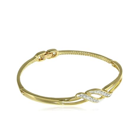 Estele 24 Kt Gold And Silver Plated Wave Twin Line Wrap Cuff Bracelet ...