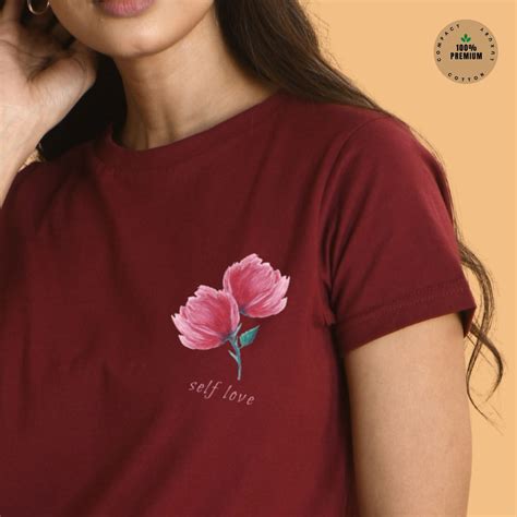 Self Love Women's Floral Maroon T-shirt