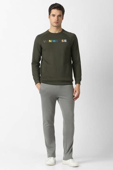Van Heusen Flex Sweatshirts, Men Olive Print Crew Neck Sweatshirt for ...
