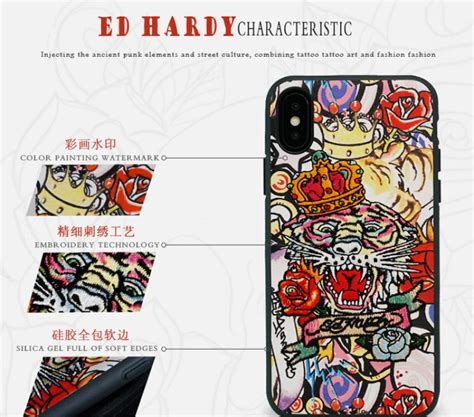 Ed Hardy ® For Apple iPhone X / XS Embroidery Pattern Pictorial Design ...