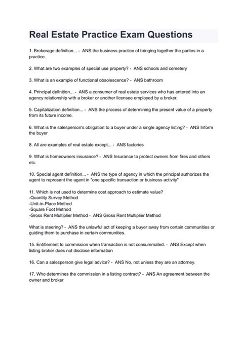 Real Estate Practice Exam Questions with correct Answers 2024( A+ ...