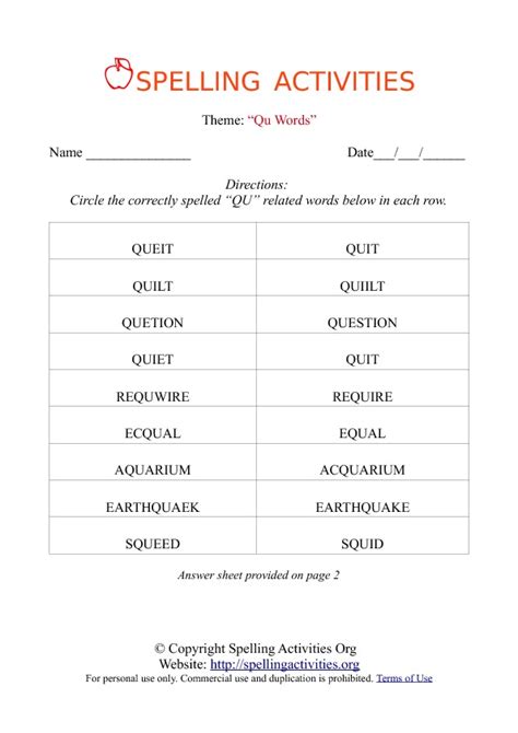 Spelling Activities for Kids. Free Printable Spelling Worksheets ...