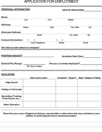 Image result for Example of Job Application Form