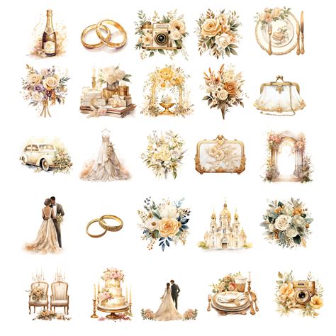 Watercolor Boho Wedding Clipart Wedding Bundle Bride and Groom Back ...