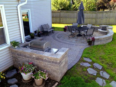 Paver Patio with Grill Surround and Fire Pit by Hoffman Estates IL ...