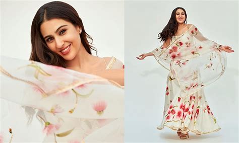 Sara Ali Khan oozes the elegance in white floral Anarkali