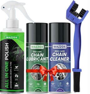 WAZZOX Combo Of Chain Lubricant + Chain Cleaner + Bike & Car Polish ...
