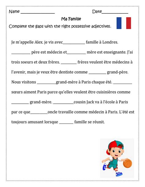 Lawless French Possessive Adjectives Worksheet