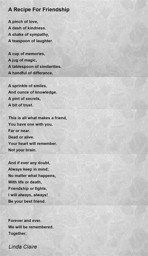 Cooking Poems About Friendship