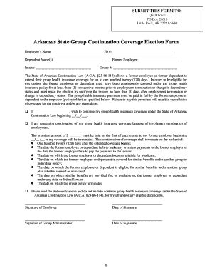 Cobra Continuation Coverage Election Form | pdfFiller