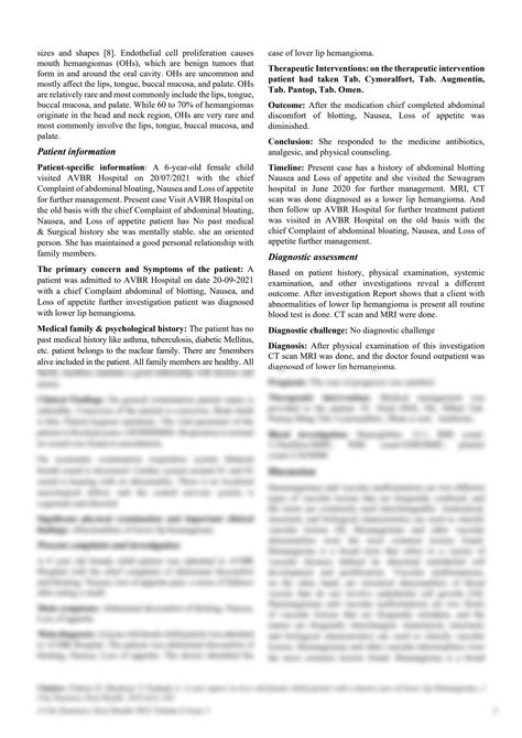 SOLUTION: A case report on 6yr old female child patient with a known ...