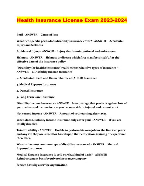 Image result for Health Insurance License Exam Questions