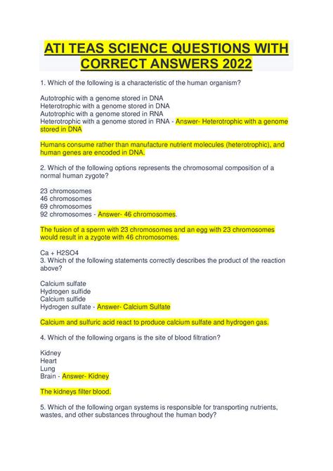 ATI TEAS SCIENCE QUESTIONS WITH CORRECT ANSWERS 2022 – Scholarfriends ...
