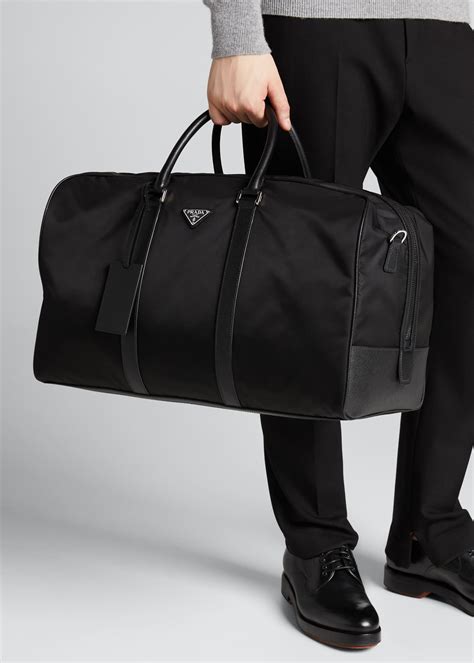 Prada Men's Nylon Duffel Bag with Saffiano Leather - Bergdorf Goodman