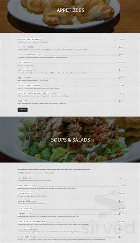 J Peters Grill & Bar - Carolina Forest menus in Myrtle Beach, South ...