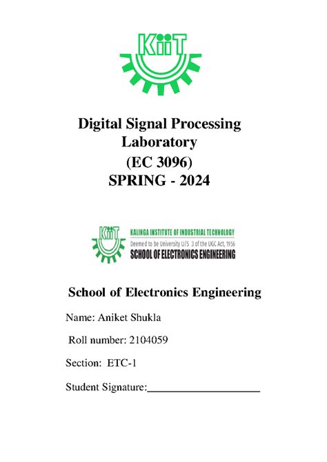 Dsp8 59 - DSP lab 5 - Digital Signal Processing Laboratory (EC 3096 ...