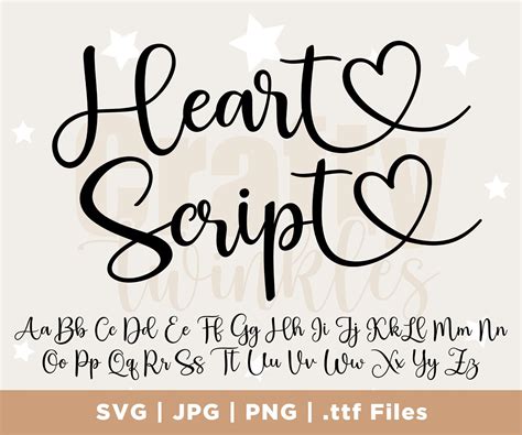 Heart Script Font Script Font Font With Hearts Font With - Etsy Australia