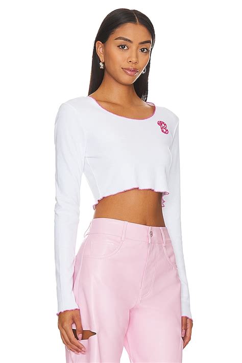 Vans Sass Scoop Crop Ls Top in White Barbie | REVOLVE