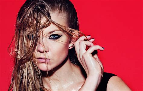 Wallpaper red, face, style, background, model, hair, makeup, actress ...