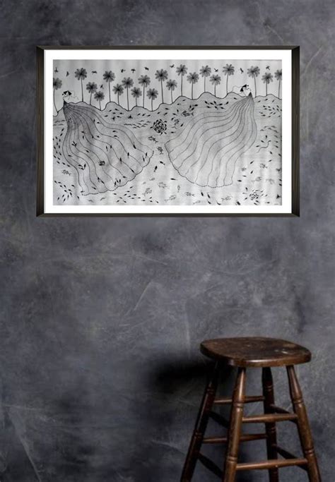 Buy The Fish Man Warli Painting | Traditional Warli Art online