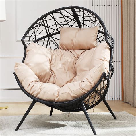 Amazon.com: GOOGIC Wicker Egg Chair, Indoor Egg Chair with Legs and ...