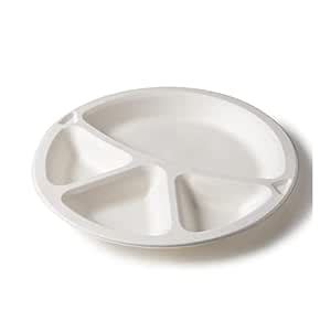 Eco Healthware Sugarcane Bagasse Disposable 4 Compartment Dinner Dish ...