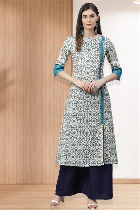 Cotton Ikat Printed A-line Kurta (MULTI) – Yash Gallery