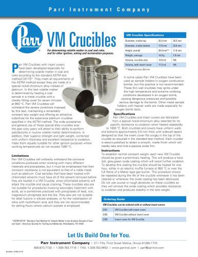 Volatile Matter Crucibles - Parr Instrument Company - PDF Catalogs ...