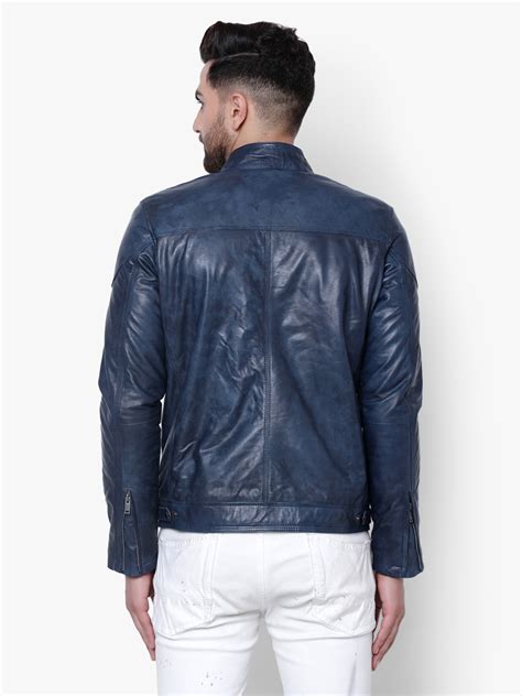 Mens Blue Leather Jacket