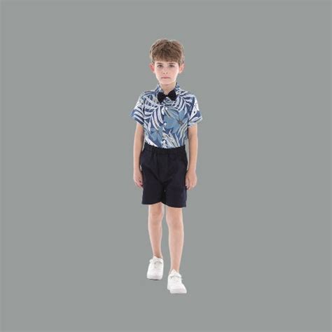 Lil Tomatoes Boys Leaf Print Shirt With Solid Shorts Casual Clothing S ...