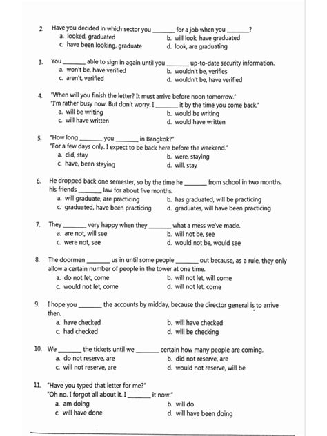 Future Progressive Tense Exercise .Pdf 的图像结果