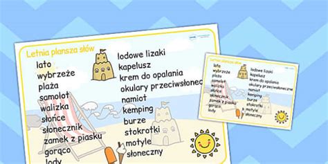 Plansza ze slownictwem Lato po polsku (teacher made)