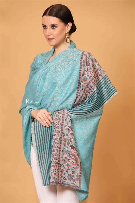 Pashtush Women's Soft Wool Cashmere Blended Shawl, Ethnic Palla, Blue ...