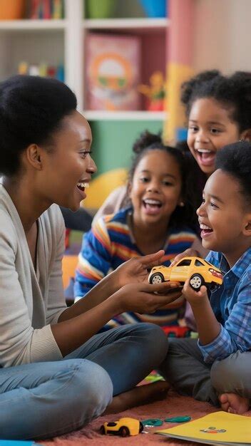 Side view mom playing with kids | Premium AI-generated image