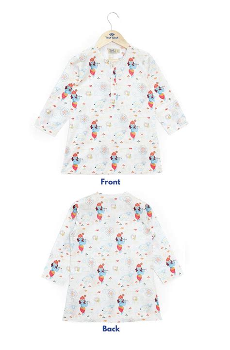 Pre-Order: Unisex Krishna Blessing Kurta Pyjama Set - White– Peony Kids ...