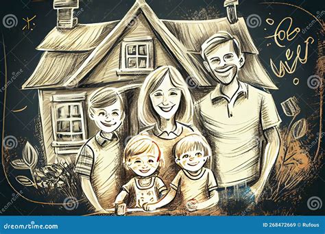 Kids Drawing Happy Family Mother, Father, Sister, Brother Happy Mom and ...