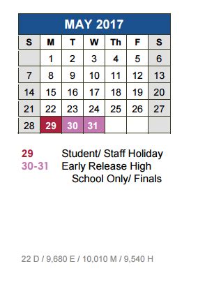 New El #5 - School District Instructional Calendar - Hays Cisd - 2016-2017