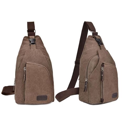 Unisex Sling Shoulder Bag Chest Bag Canvas Outdoor Sports Solid Colored ...