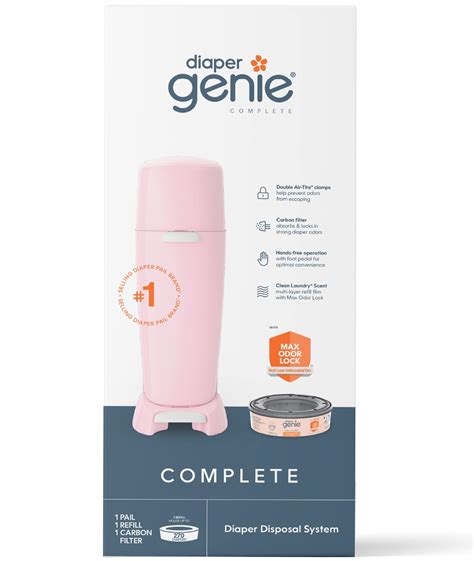 Diaper Genie Complete Diaper Pail (Pink) with Antimicrobial Odor ...