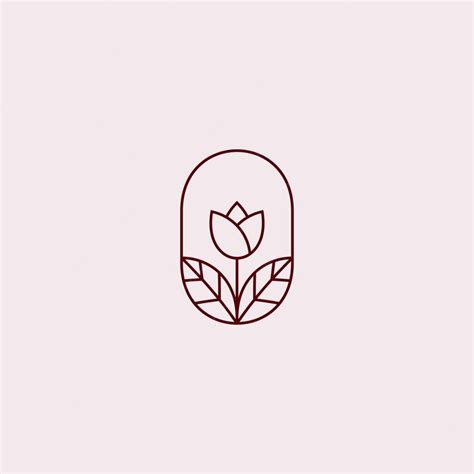 Tulips logo in minimalist and simple line art style | Premium Vector