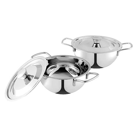 Buy Kraft Stainless Steel 2 Psc Roma Bowl Set with Lid of 1.3 Litre (16 ...