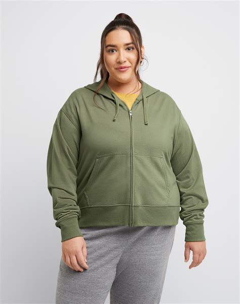 Hanes Originals Women's French Terry Hoodie (Plus Size) Oregano Heather ...