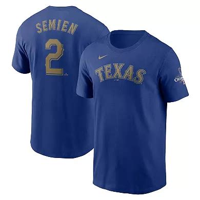 Men's Nike Marcus Semien Royal Texas Rangers 2024 Gold Collection Name ...