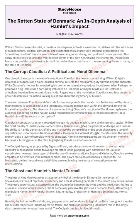 The Rotten State of Denmark: An In-Depth Analysis of Hamlet's Impact ...